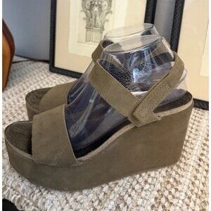 PEDRO GARCIA Dune Brown Suede Slingback Wedge Platform Sandals US 9M Spain $475